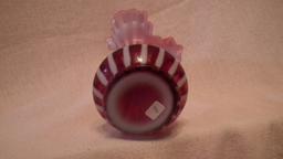 Cranberry opalescent tulip vase