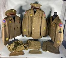 WWII U.S. ARMY UNIFORM LOT (3) CBI, 5th ARMY, ETO