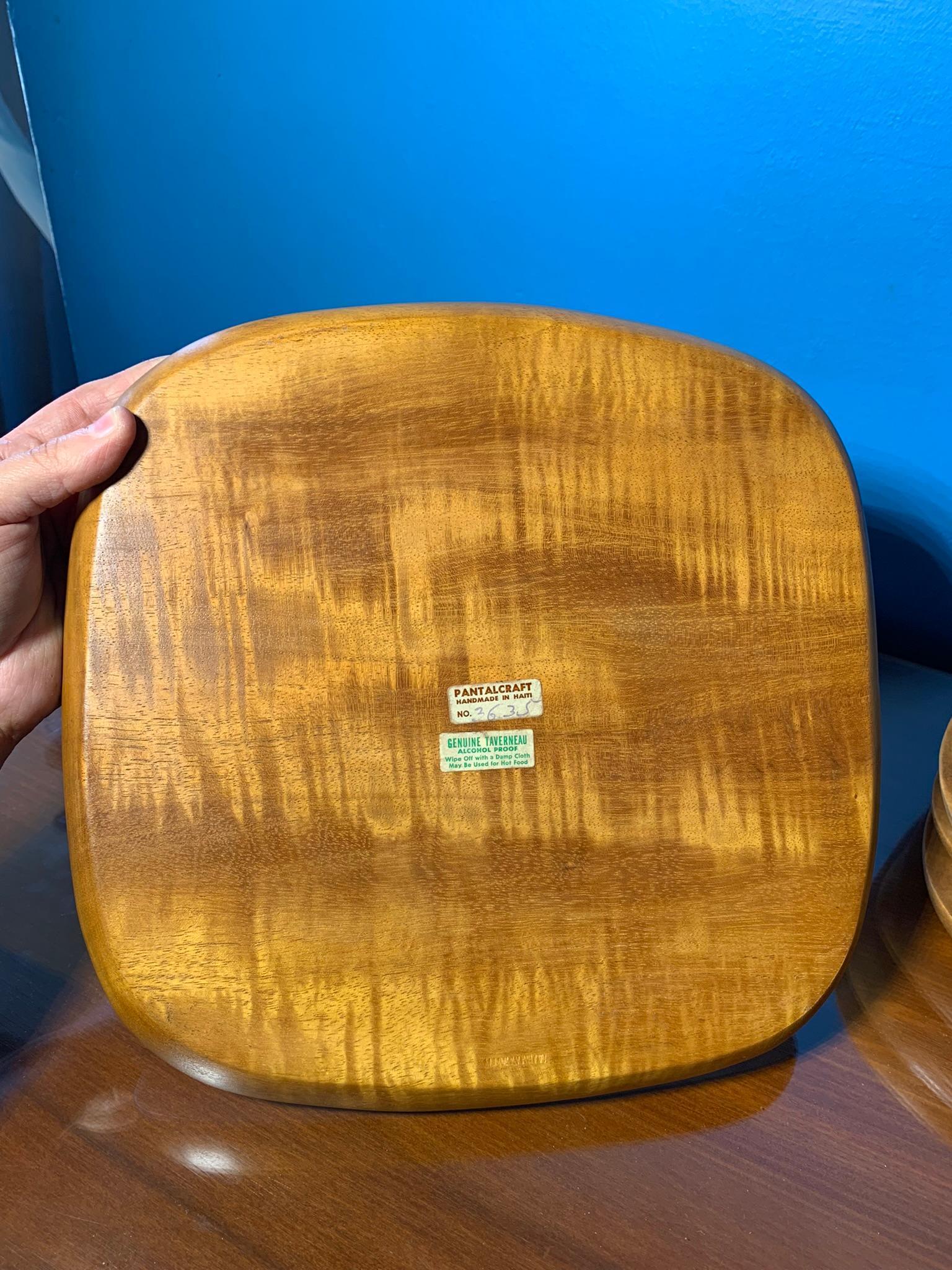 Vintage '60s Pantalcraft Haiti Handmade Wood Square Plates