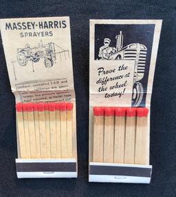 TWO MASSEY-HARRIS ADVERTISING MATCHBOOKS - MADISON & PIERCE, NEBRASKA - UNUSED