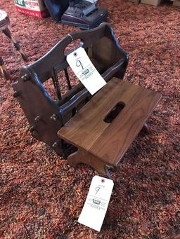 Cherry Stool & Magazine Rack