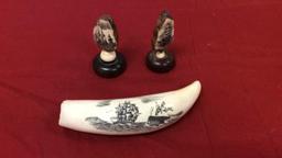 3 Scrimshaw Pieces