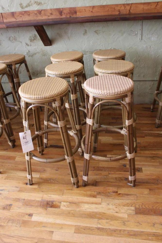 (6) Florida Seating Co. Metal & Wicker Bar Stools