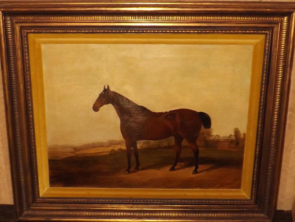 Old oil on canvas of a horse