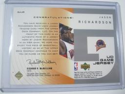 Jason Richardson Warriors Game Used Worn Jersey Card SP