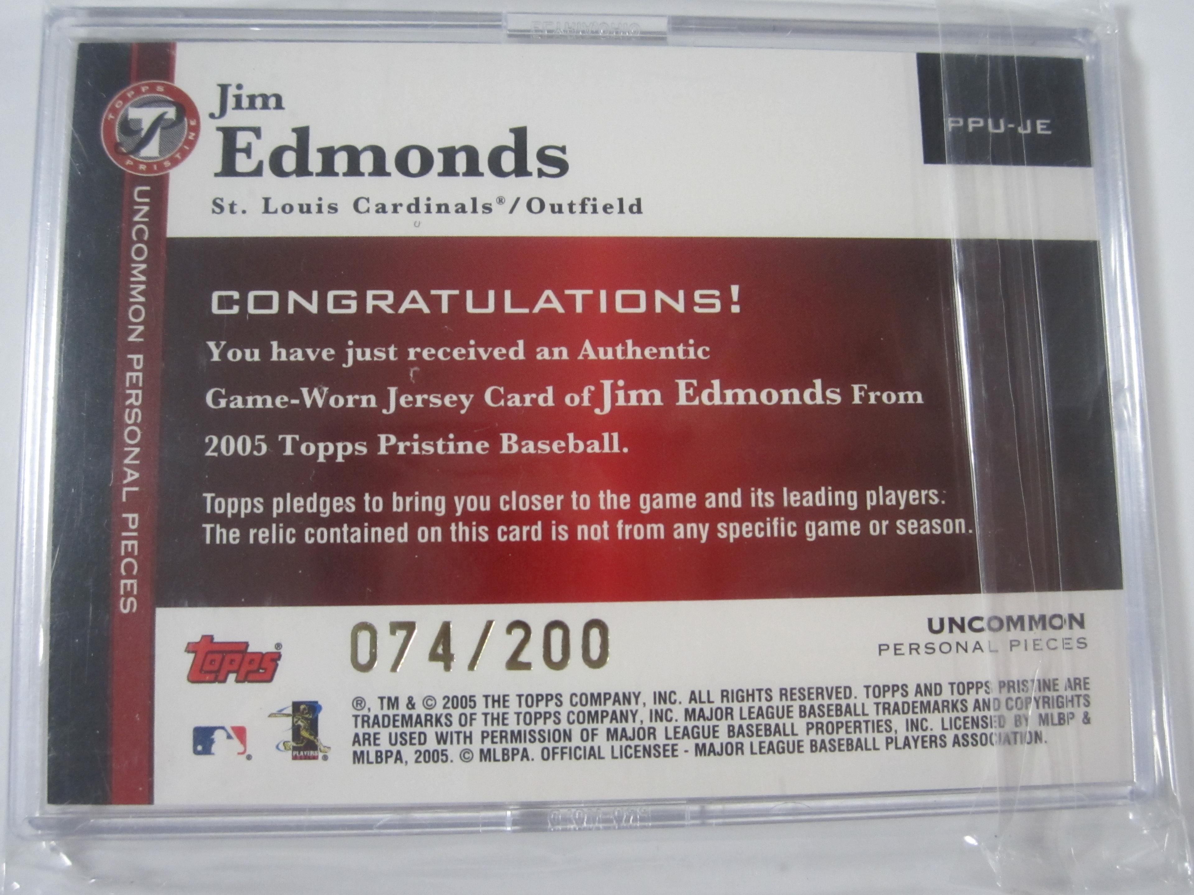 Jim Edmonds St Louis Cardinals Game Used Worn Jersey Card SP