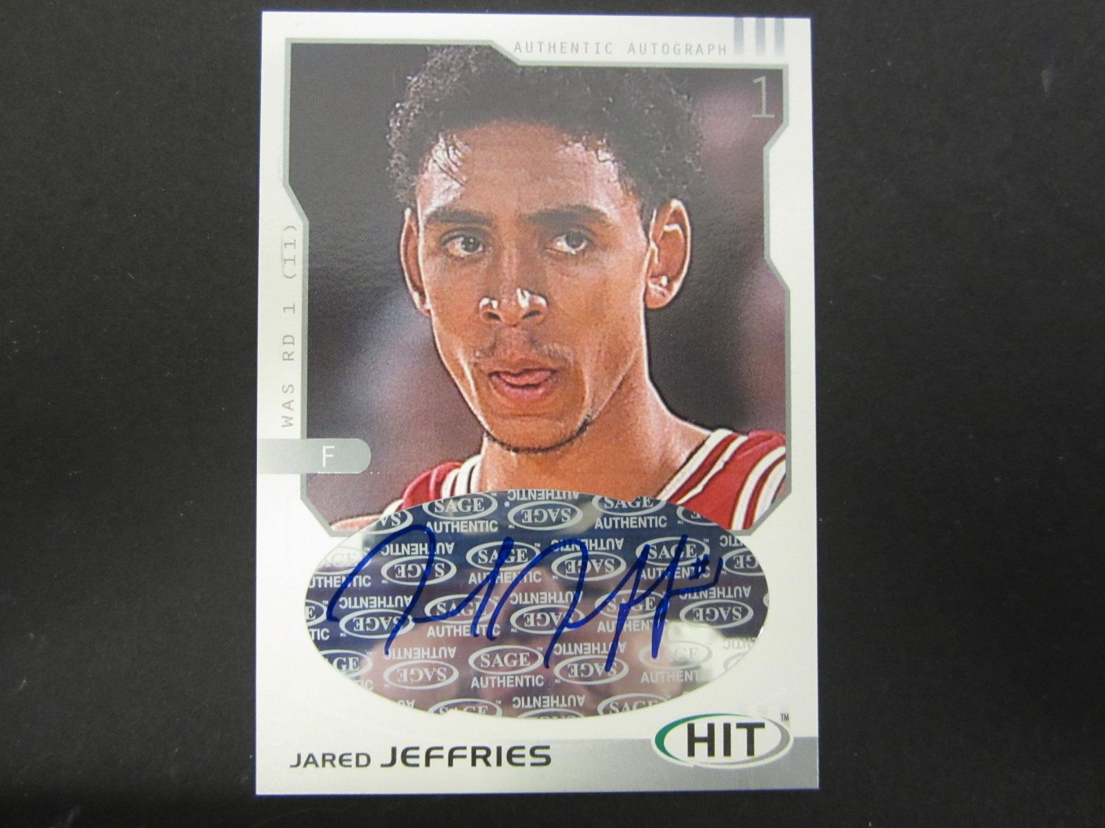 2002 SAGE HIT BAKETBALL JARED JEFFRIES SIGNED AUTOGRAPHED CARD