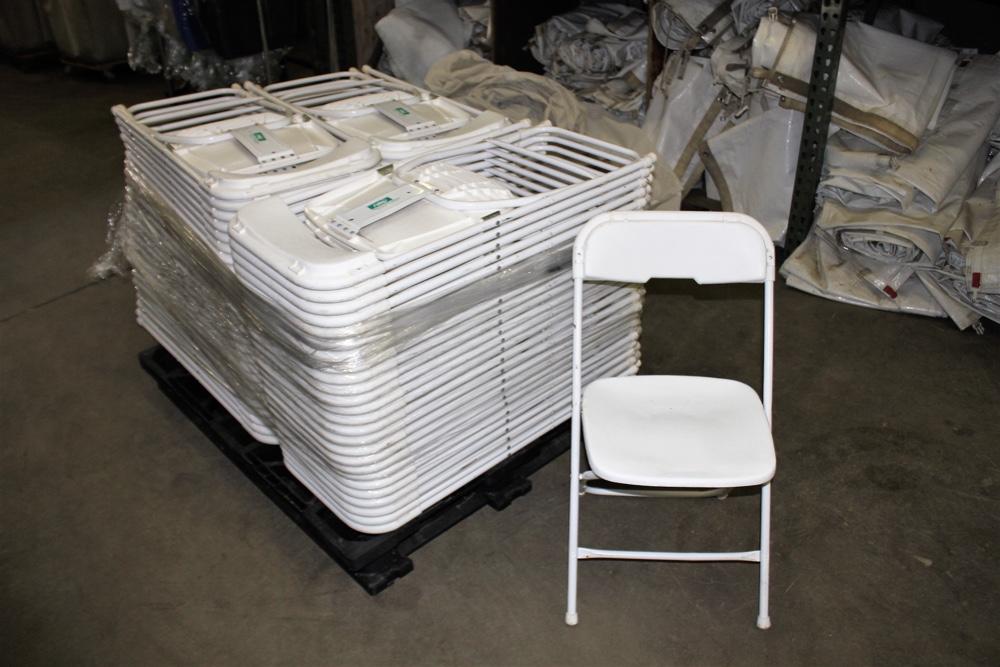 50 White Samsonite Plastic Folding Chairs *Cart Not Included*