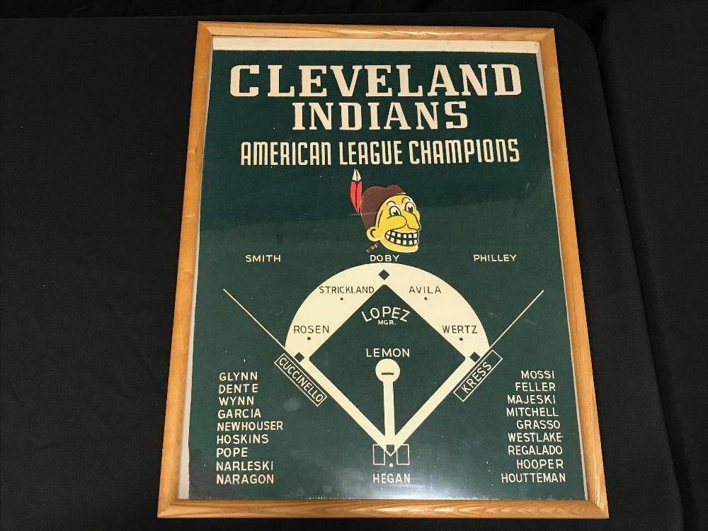 Early Felt Cleveland Indians American League Champ. Lineup