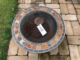 Tile-Edged Patio Firepit