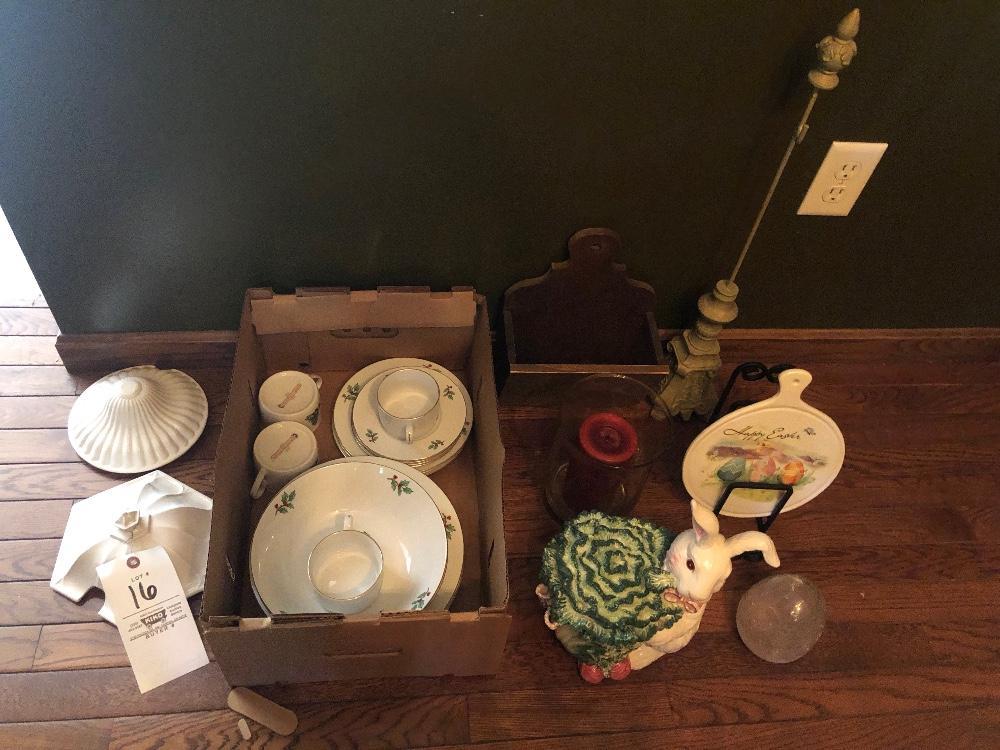 Service For 4 Christmas China, Easter Decor, Candles, Hat Stand