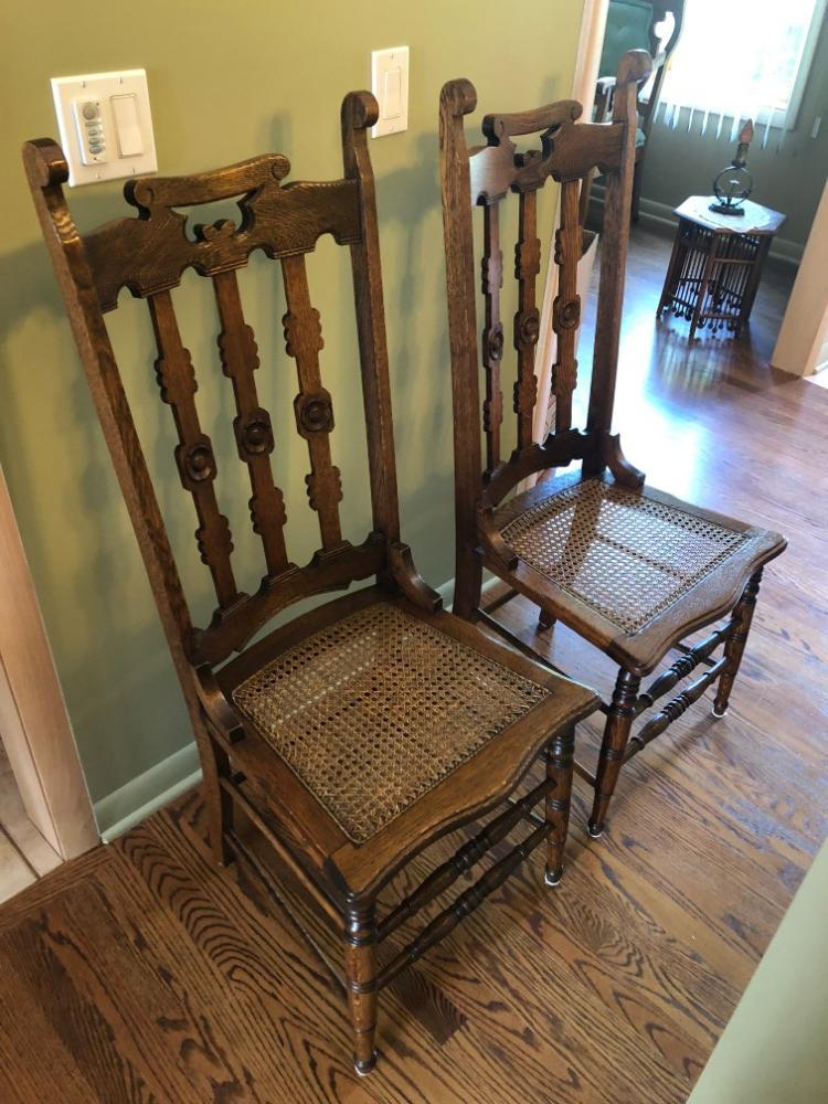 2 Oak Cane Seat Chairs