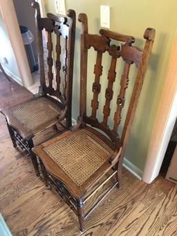 2 Oak Cane Seat Chairs