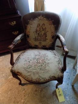 Hickory Furniture embroidered bedroom chair, with small tear
