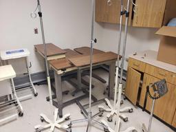 4 Transport Beds - 5 Bedside Tables - 15 Soiled Linen Carts - 4 IV Stands - Blood Pressure Monitor