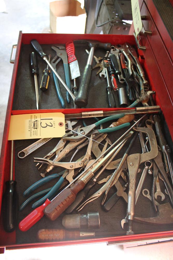 Contents Of Drawer Including Assorted Pliers, Wrenches, Screwdrivers