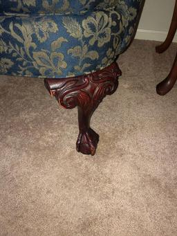 Claw and ball foot wing back uph chair