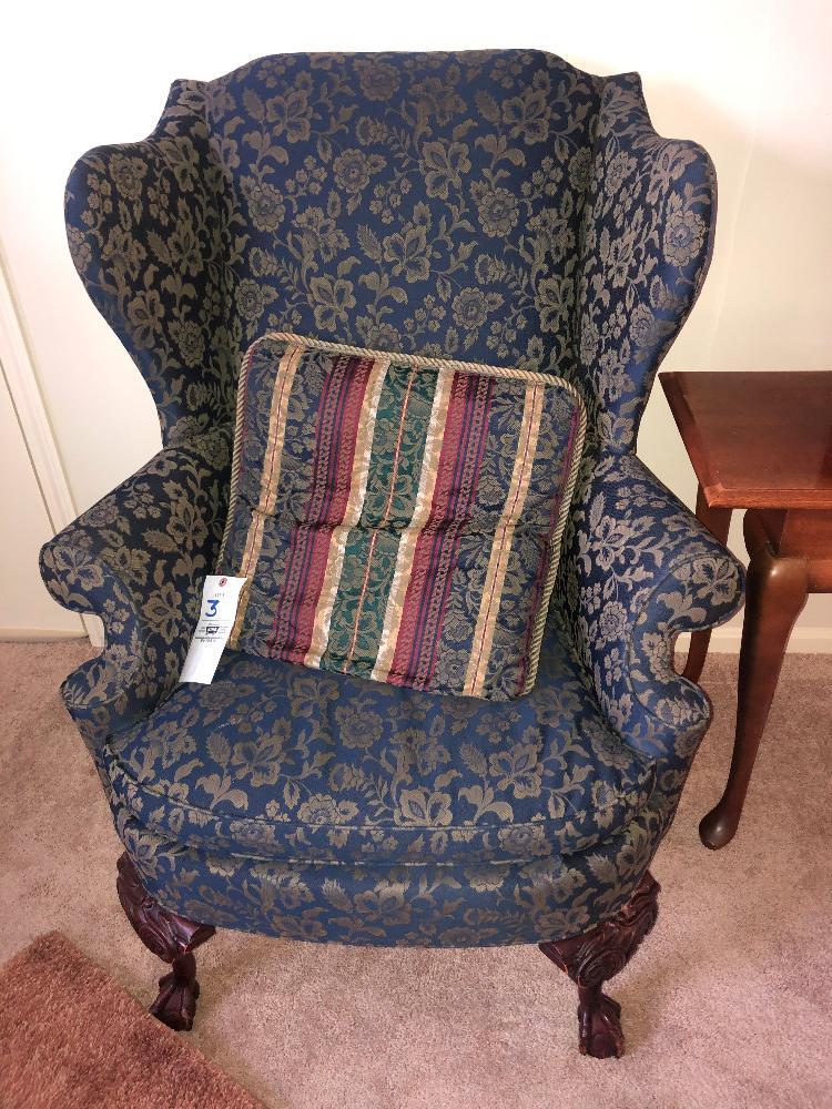 Claw and ball foot wing back uph chair