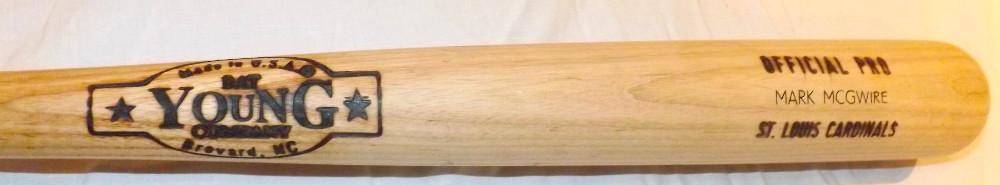 MARK MCGWIRE YOUNG CO. BAT MARKED "OFFICIAL PRO,  ST. LOUIS CARDINALS, "MMY56" STAMPED ON KNOB