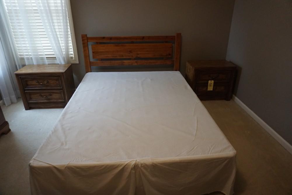 Full size bed w/ boxspring - (2) Nightstands