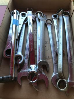 Assorted C clamps and wrenches