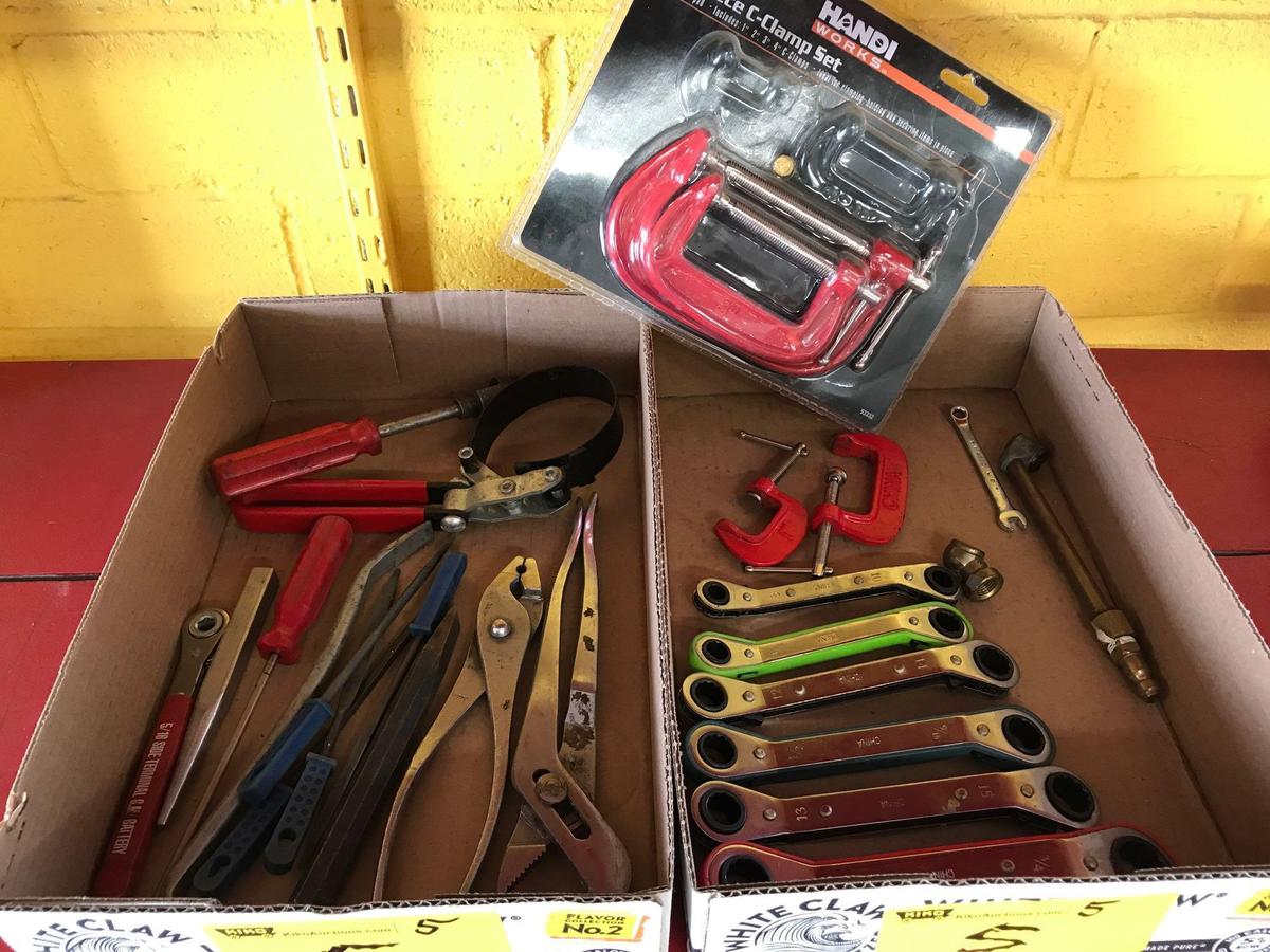 Ratchet wrenches, c clamps, filter wrenches