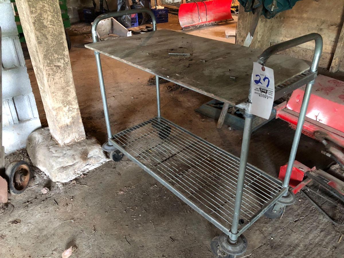 Metal cart on wheels