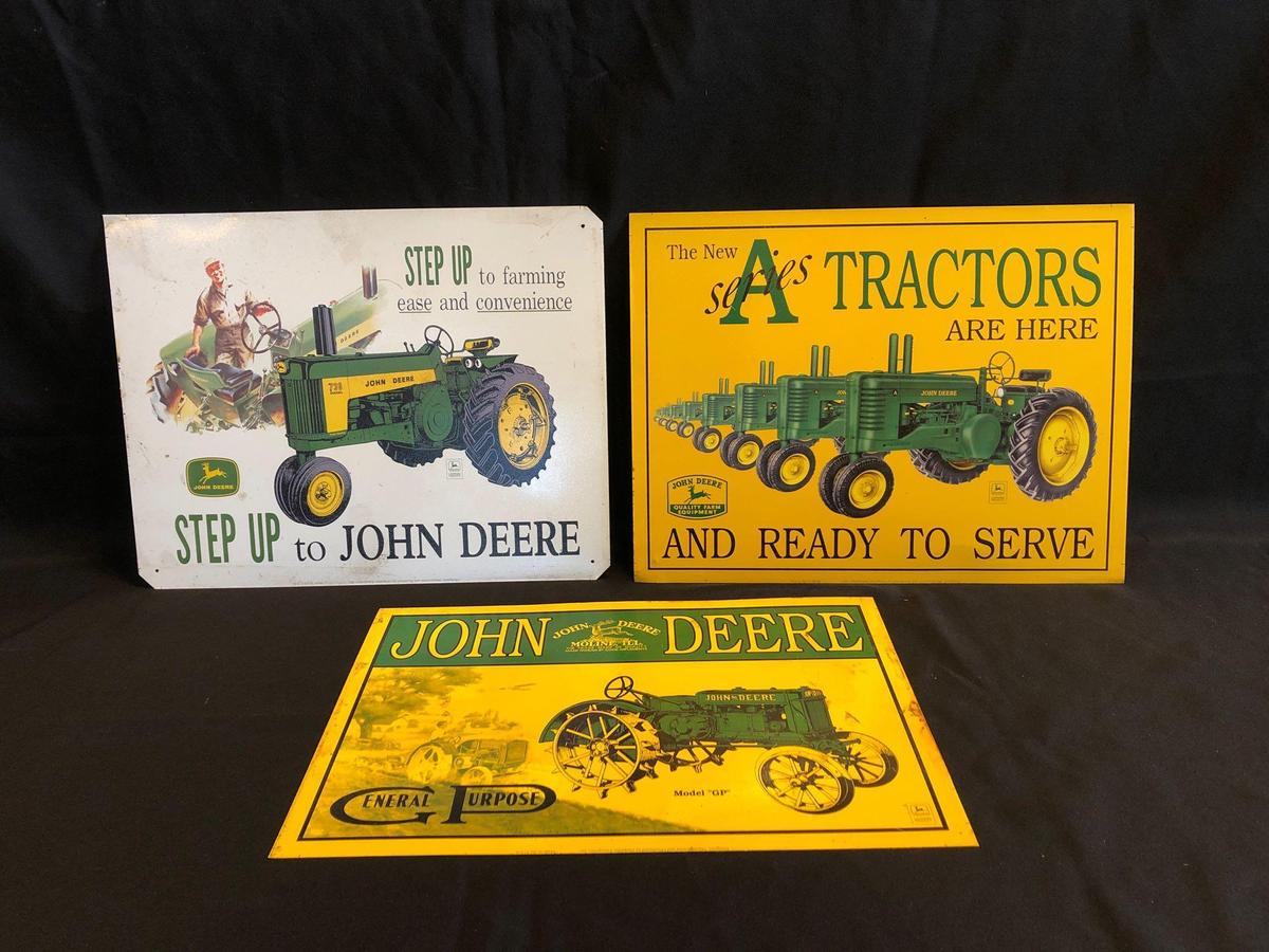 (3) John Deere tin signs