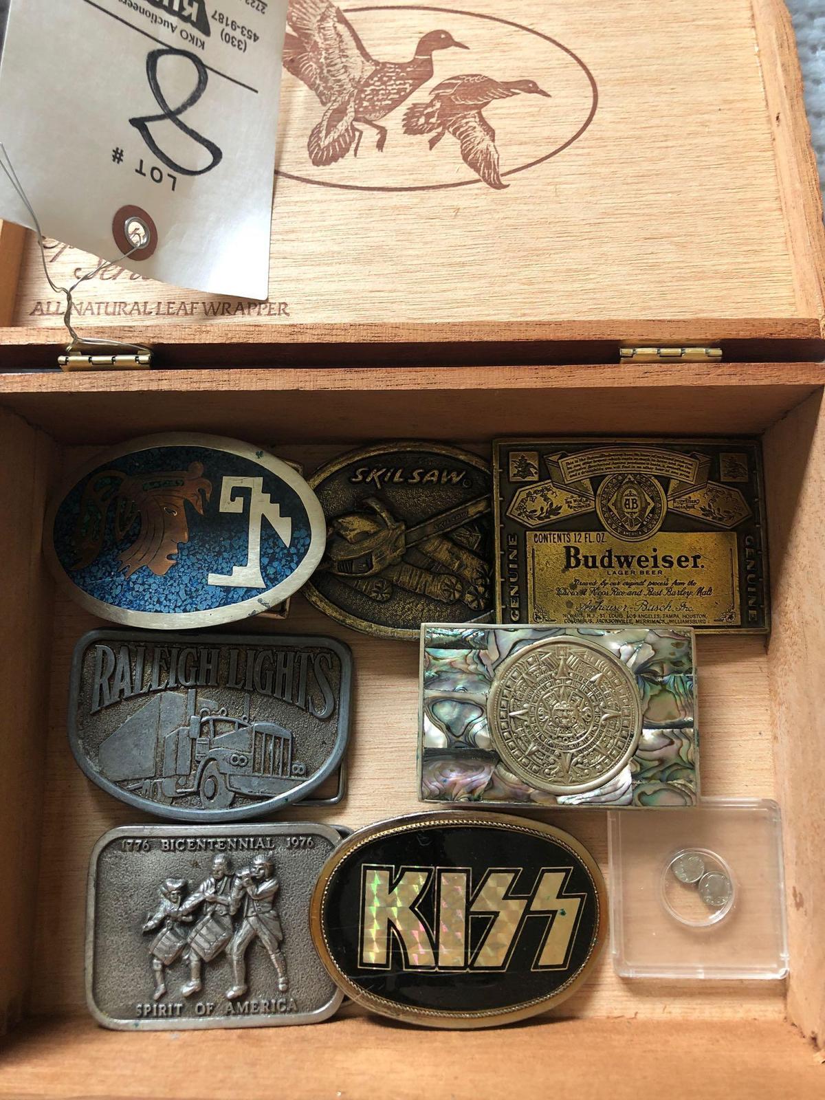 Seven belt buckles