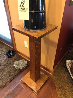 Oak fern stand w/ graniteware coal bucket