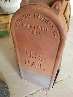 Early cast iron US mail box, Bridgeport, Conn.
