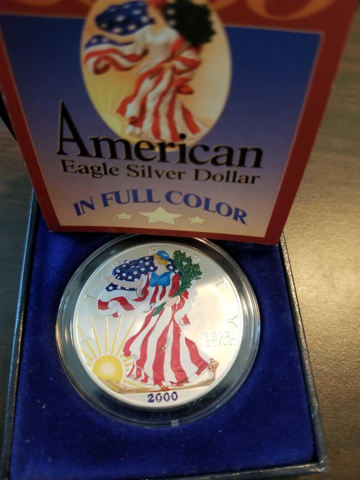 2000 Silver Eagle dollar, colorized