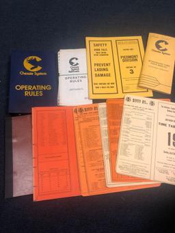 Vintage railroad paper items, manuals, booklets, etc.