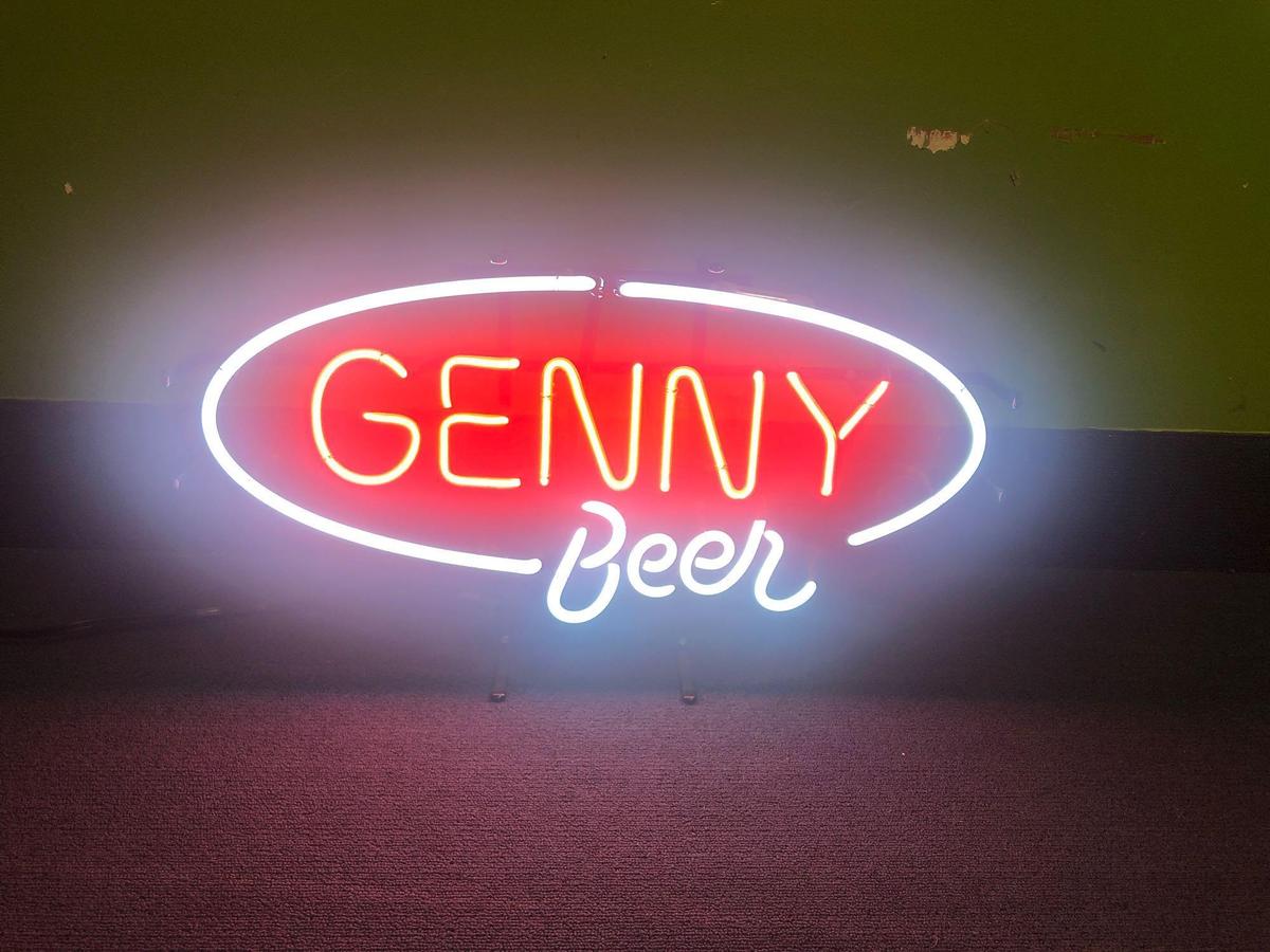 Genny Beer neon sign, Genesee, IN BOX
