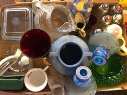 Ruby glass, pottery, glassware, refrigerator dishes, and miscellaneous