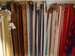 Assorted Women's Belts mostly Size S/M & First Class Deluxe Shoe Polisher