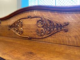 Fancy Oak Buffet with Mirror and Applied Carvings