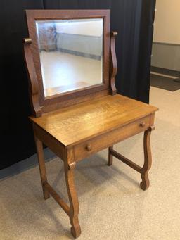 Oak Vanity/Desk with Mirror