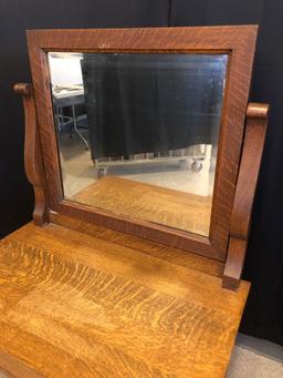 Oak Vanity/Desk with Mirror