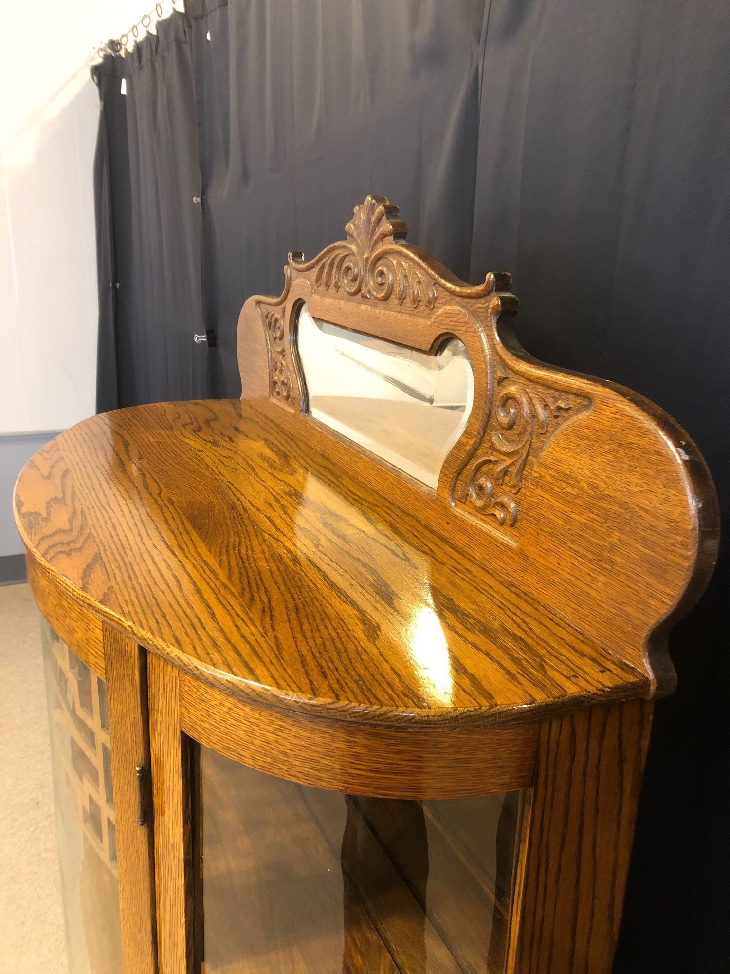 Oak Curved-Glass China Cabinet