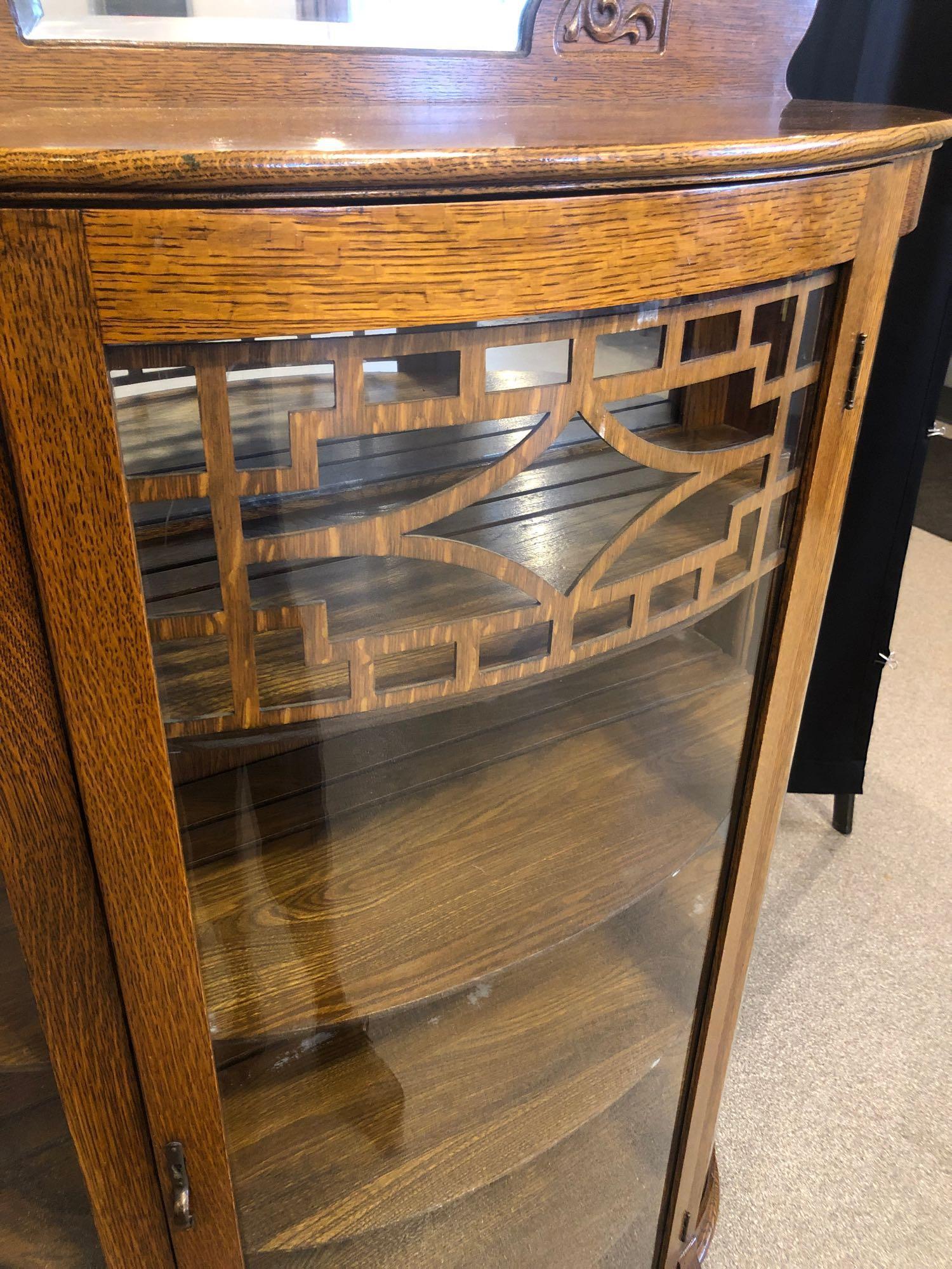 Oak Curved-Glass China Cabinet