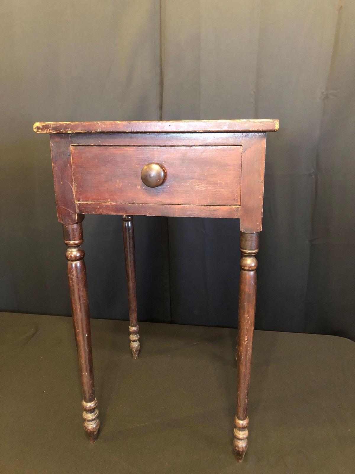 Early Dark Stained Single-Drawer Nightstand