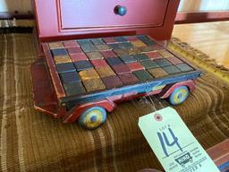 Antique blocks on wagon