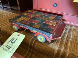 Antique blocks on wagon