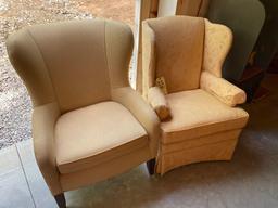 Upholstered wing back chairs
