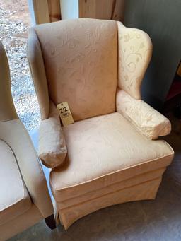 Upholstered wing back chairs