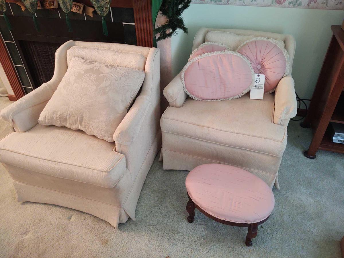 2 Upholstered Chairs w/Ottoman