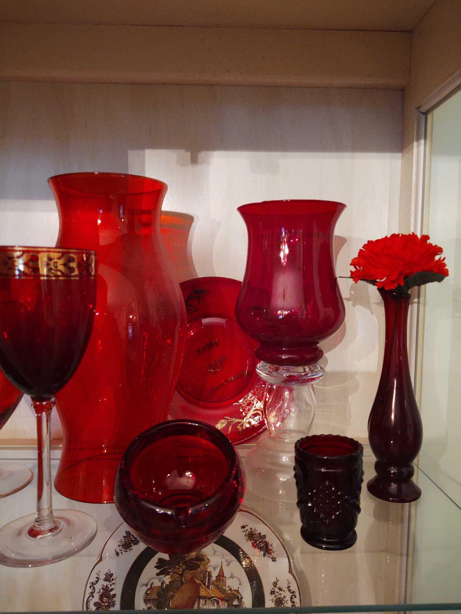 Assorted Red Glassware