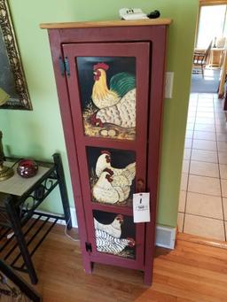 Painted cabinet with chickens