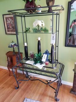 Iron rack with glass shelving